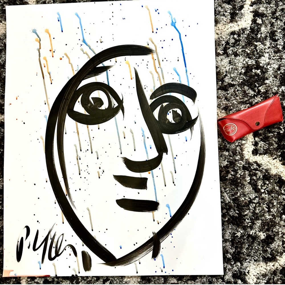 ORIGINAL Peter Keil 28 x 22 Signed Abstract Portrait Acrylic Painting